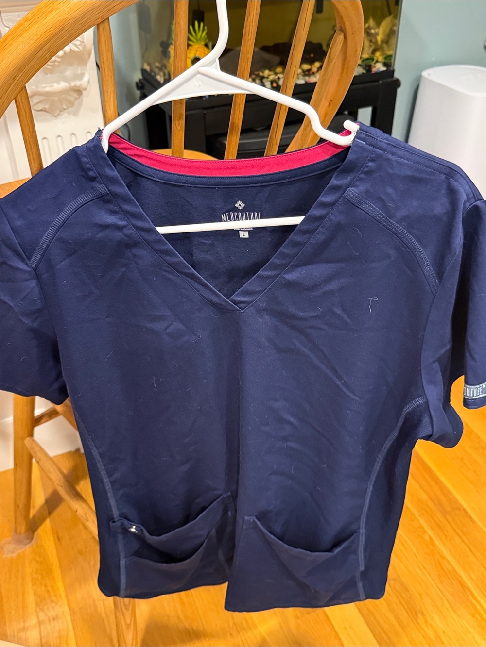 Med Couture Navy Scrub Top size L